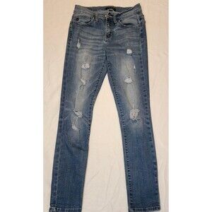 Judy Blue Jeans Womens 7/28 Blue Skinny Fit Distressed Stretch Casual